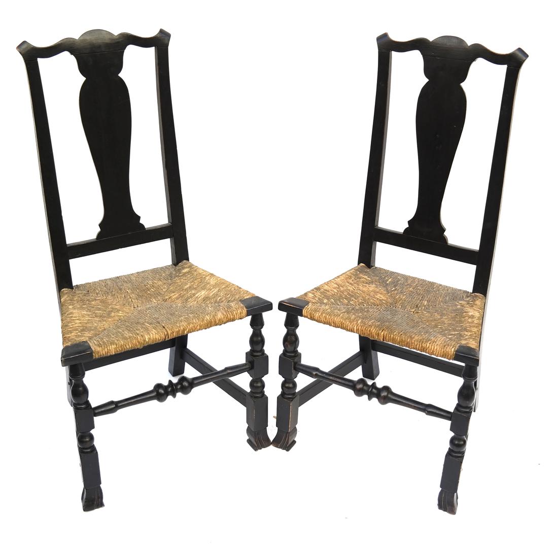 A PAIR OF QUEEN ANNE RUSH-SEAT SIDE CHAIRS, 1730-1750 (1 of 7)