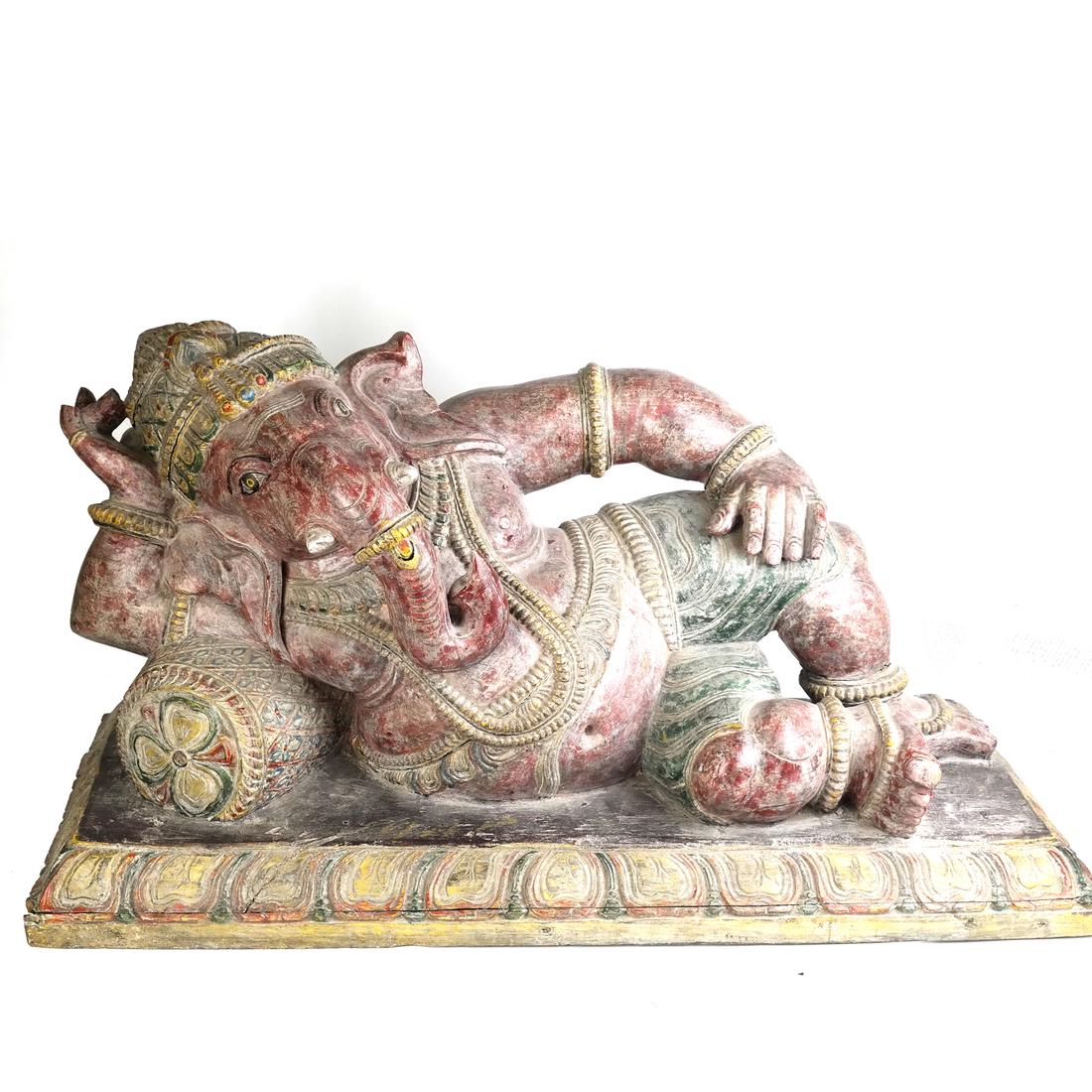 Asian Carved Wood Elephant Sculpture (1 of 7)