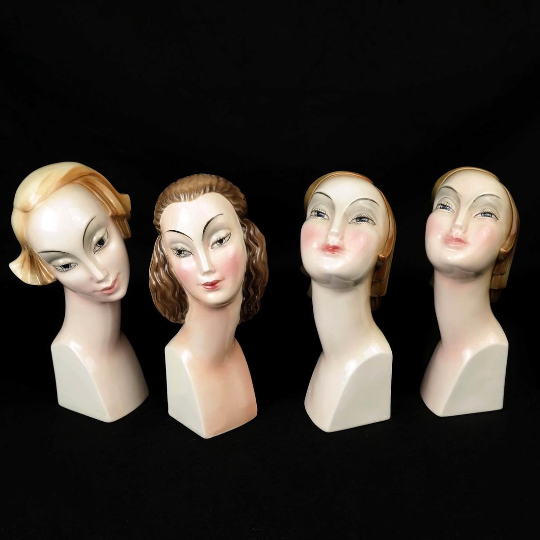Four Art Deco Style HERTWIG German Female Busts (1 of 9)