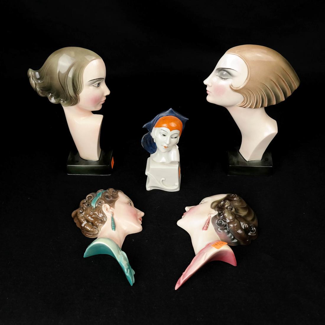 Hertwig and others Five Female Porcelain Busts (1 of 9)
