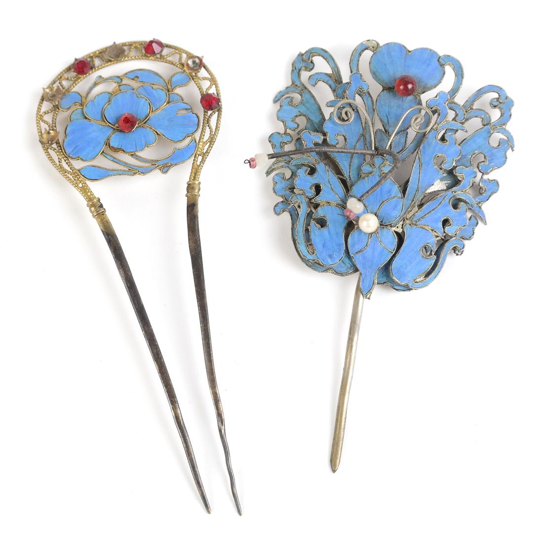 Two Chinese Kingfisher Hairpins (1 of 5)