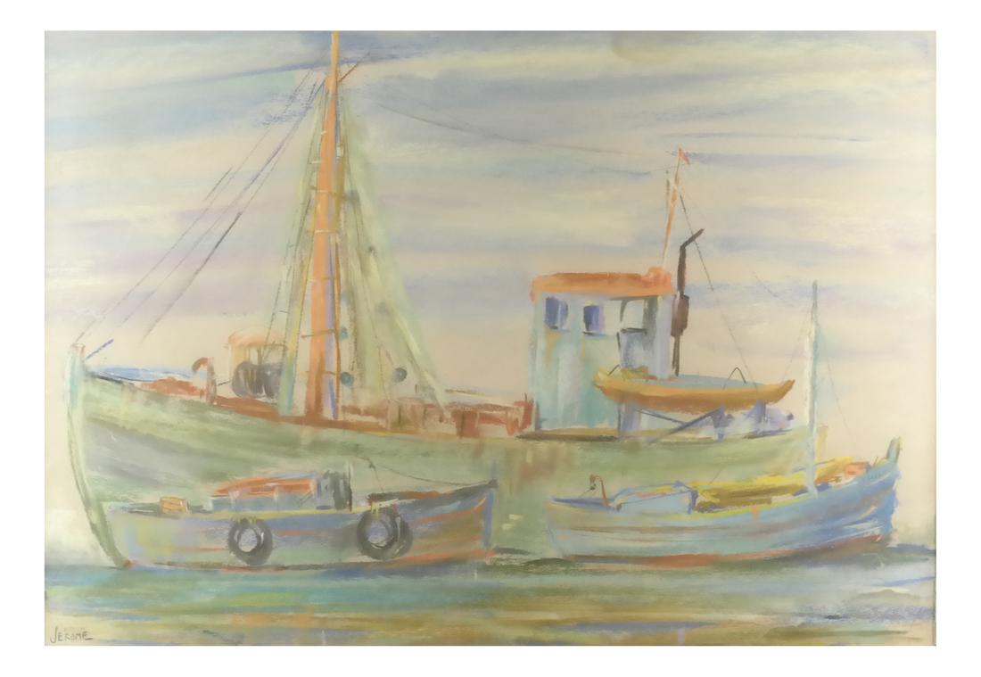 Pierre Jerome, Two Ships, Pastel (1 of 6)