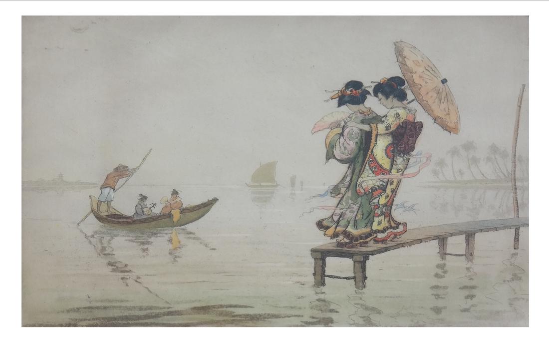 Robert Herdman Smith The Ferry: Color Etching (1 of 7)