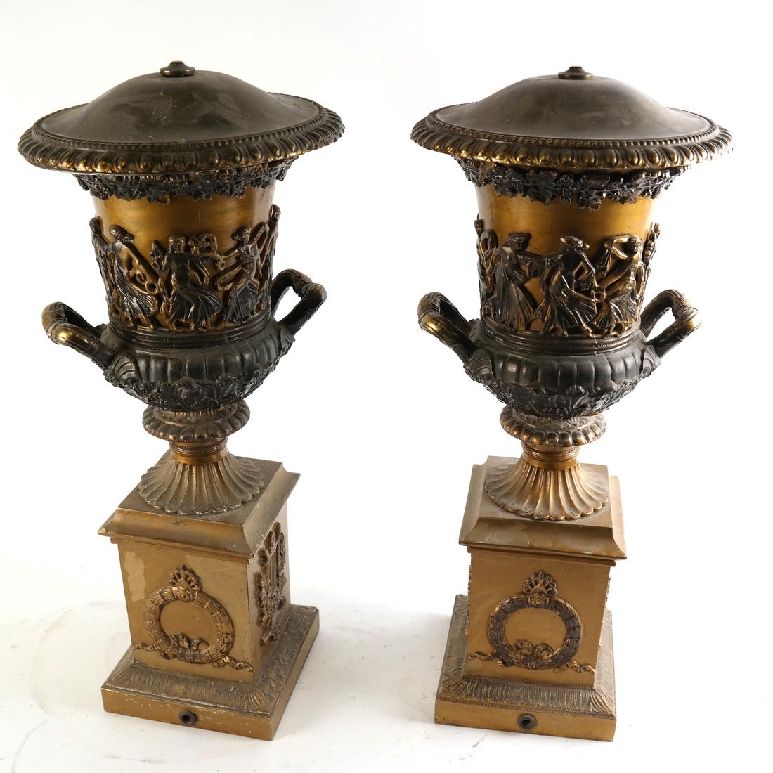 Pair of Gilt Metal Covered Urns (1 of 10)