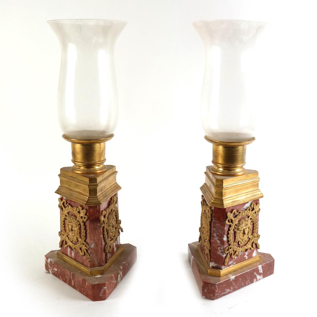 Pair of Lamps with Rouge Marble Bases (1 of 8)