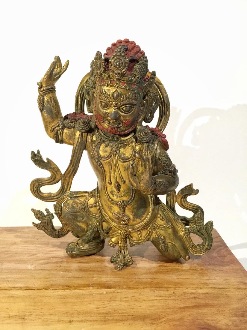Asian Gilt Bronze Mahakala Statue (1 of 6)