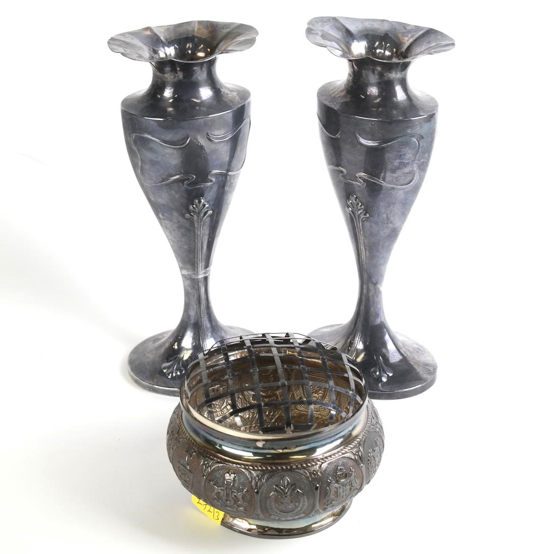 Pair of French Pewter Vases & Other (1 of 5)
