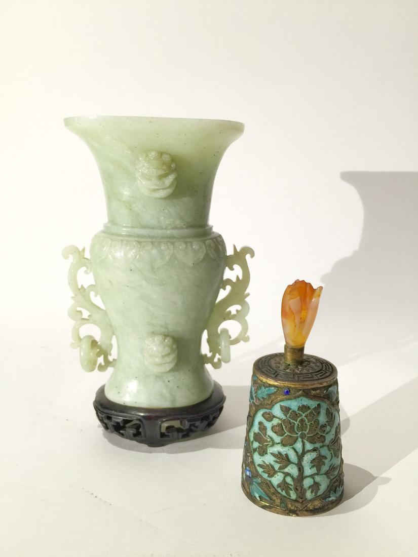 Fine Chinese Jade Vase and Enameled Bell (1 of 7)