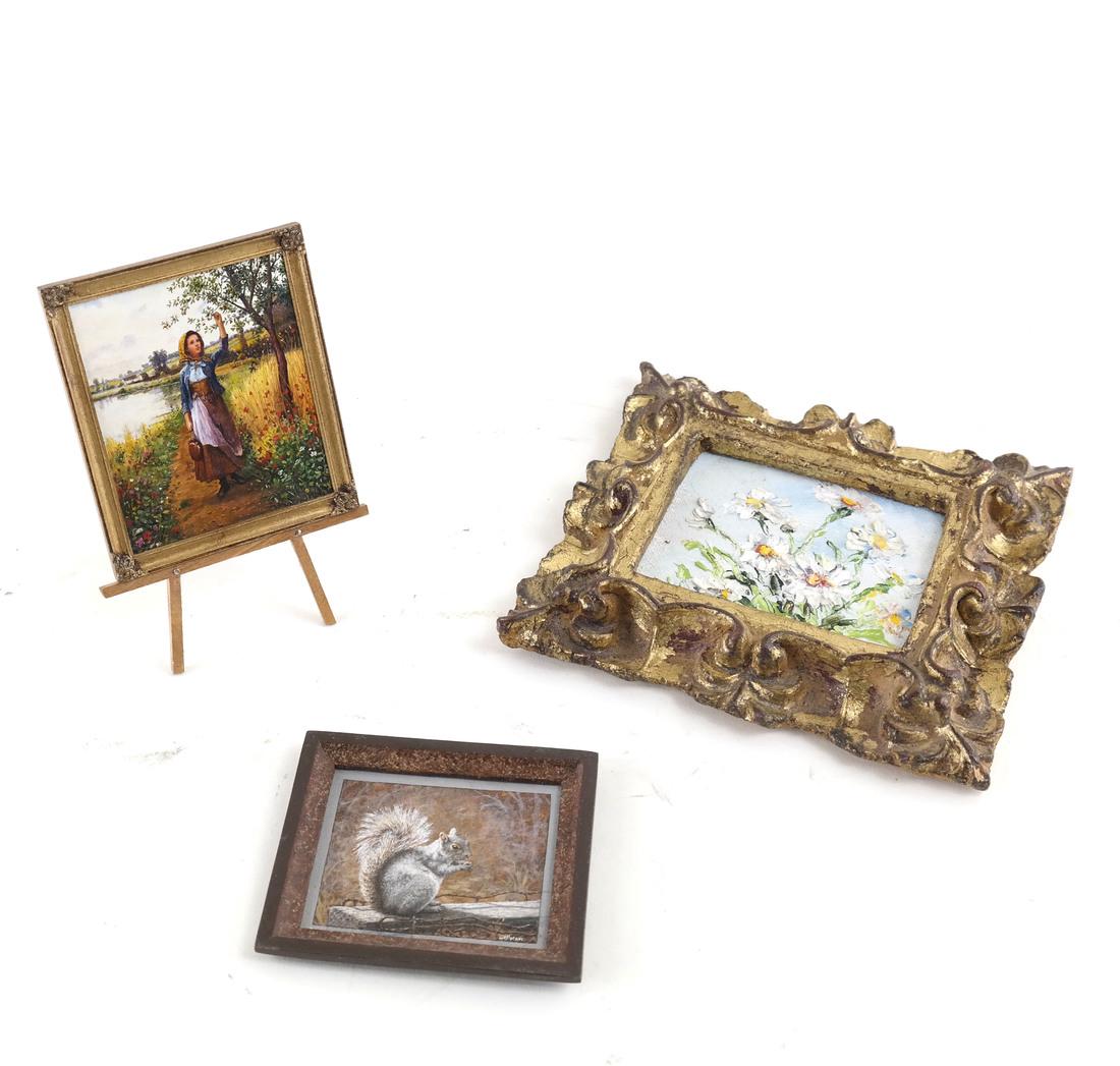3 Miniature Oils and an Easel (1 of 6)