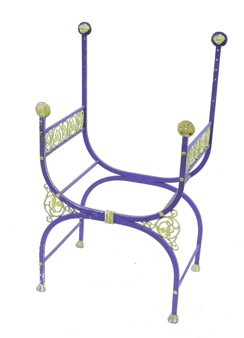Paint-Decorated Iron Armchair Frame (1 of 7)
