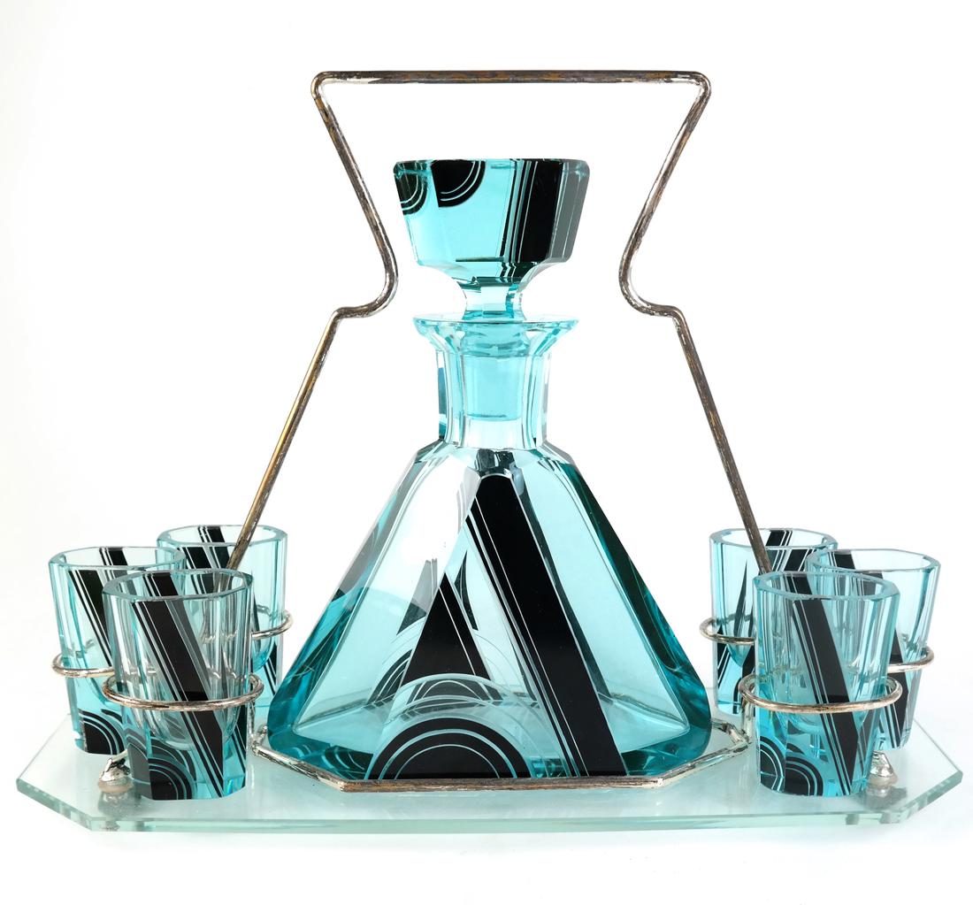 Art Deco Bohemian Glass Liquor Set (1 of 9)