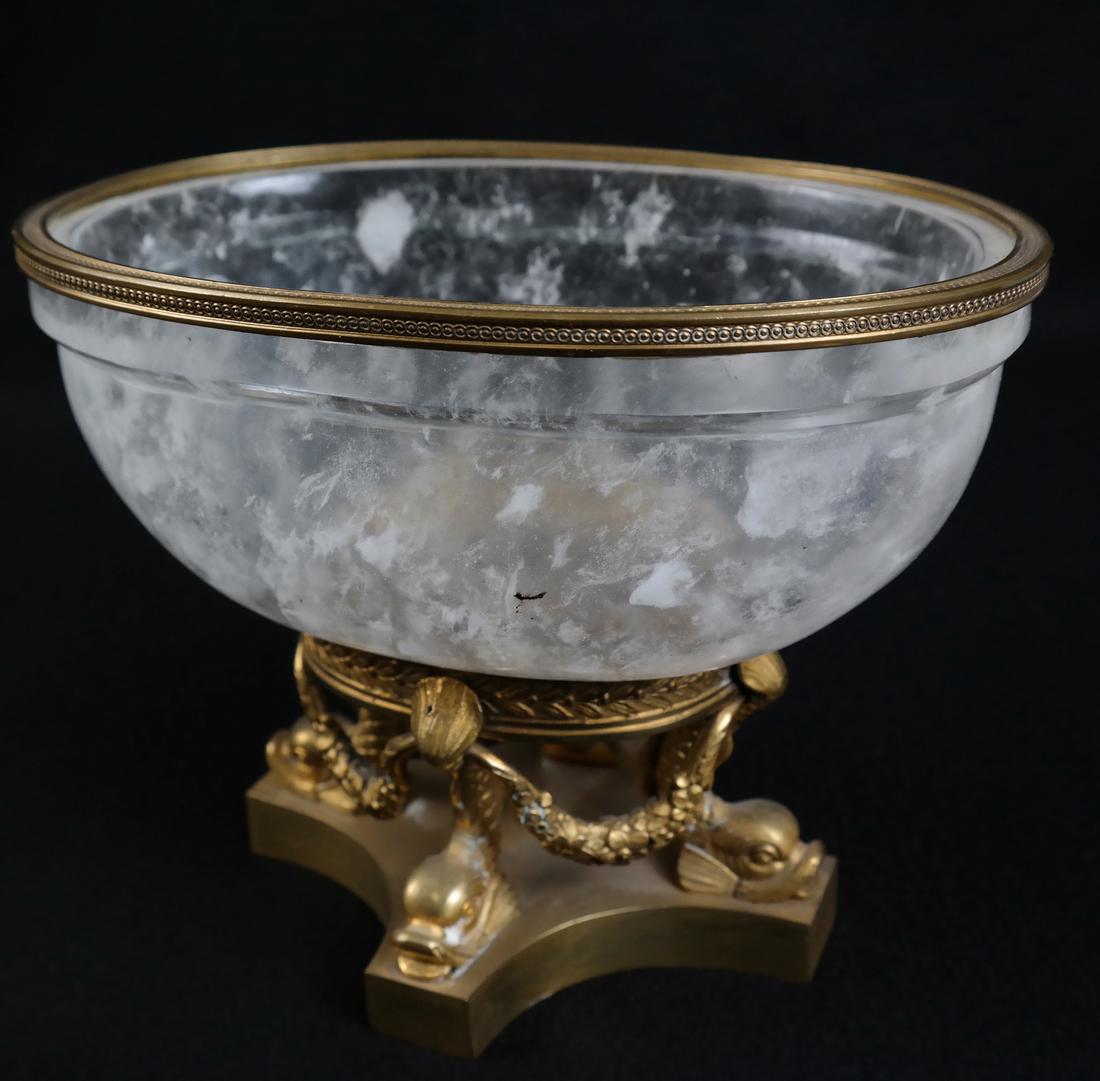 Faux Rock Crystal Ormolu Mounted Footed Bowl (1 of 7)
