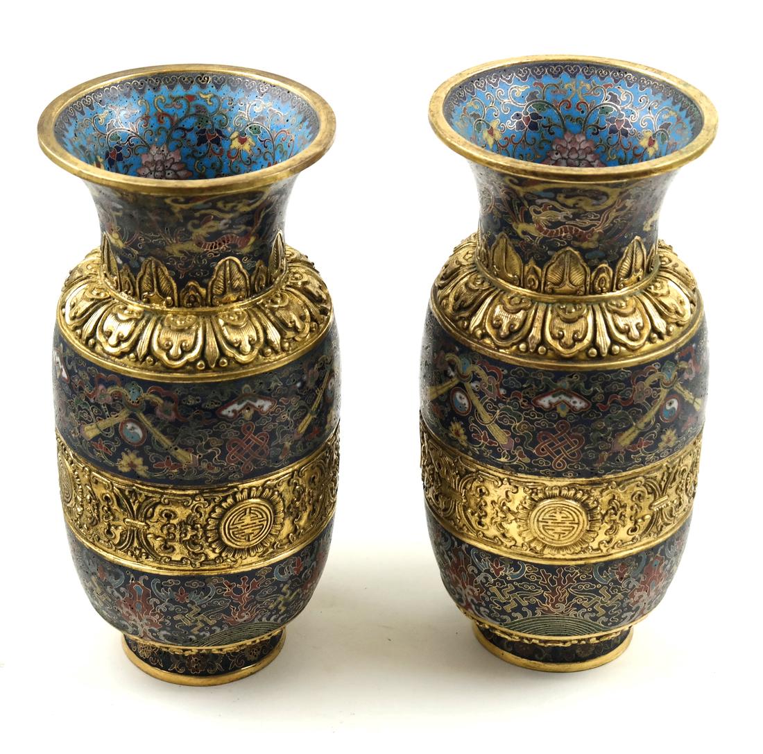Pair of Chinese Cloisonne Vases (1 of 6)