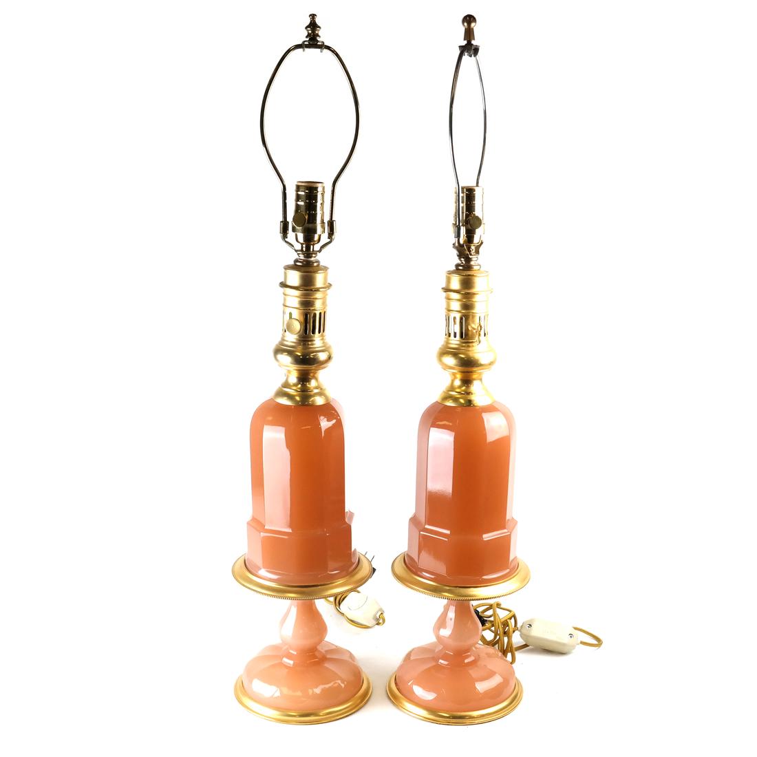 Pair Mellon Opaline Glass Table Lamps (1 of 4)