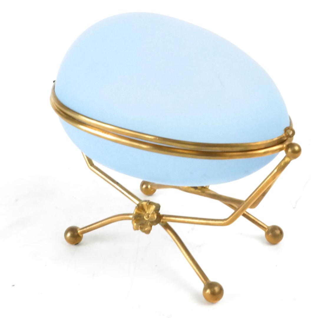 French Blue Frosted Glass Egg Box (1 of 6)