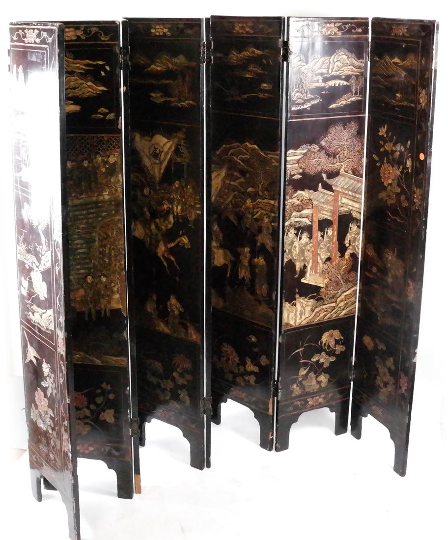 Chinese Lacquer 8-Panel Screen (1 of 8)