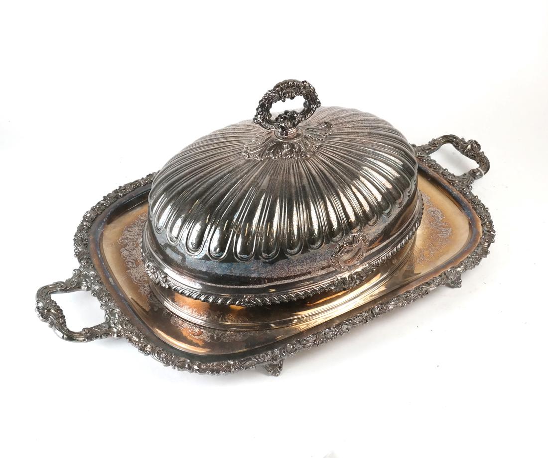 Silver-Plated 2-Handled Tray and Dome (1 of 6)