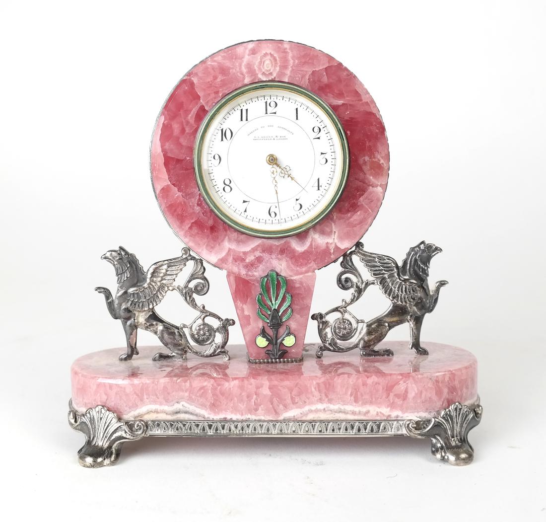 English Sterling & Rose Quartz Clock (1 of 10)