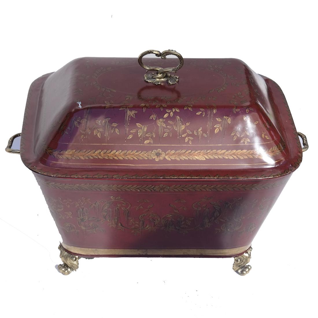 Red Tole Covered Bin (1 of 6)