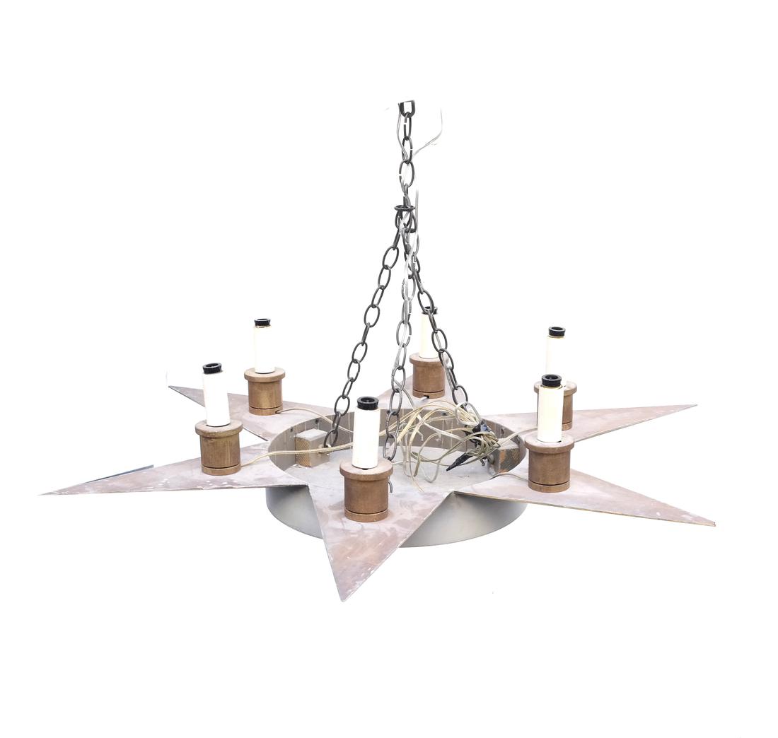 Star-form Metal & Wood Chandelier (1 of 6)