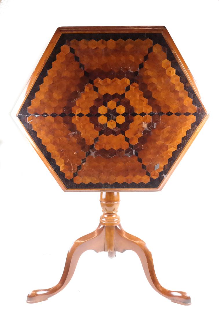 Inlaid Hexagonal Tilt-Top Table (1 of 5)