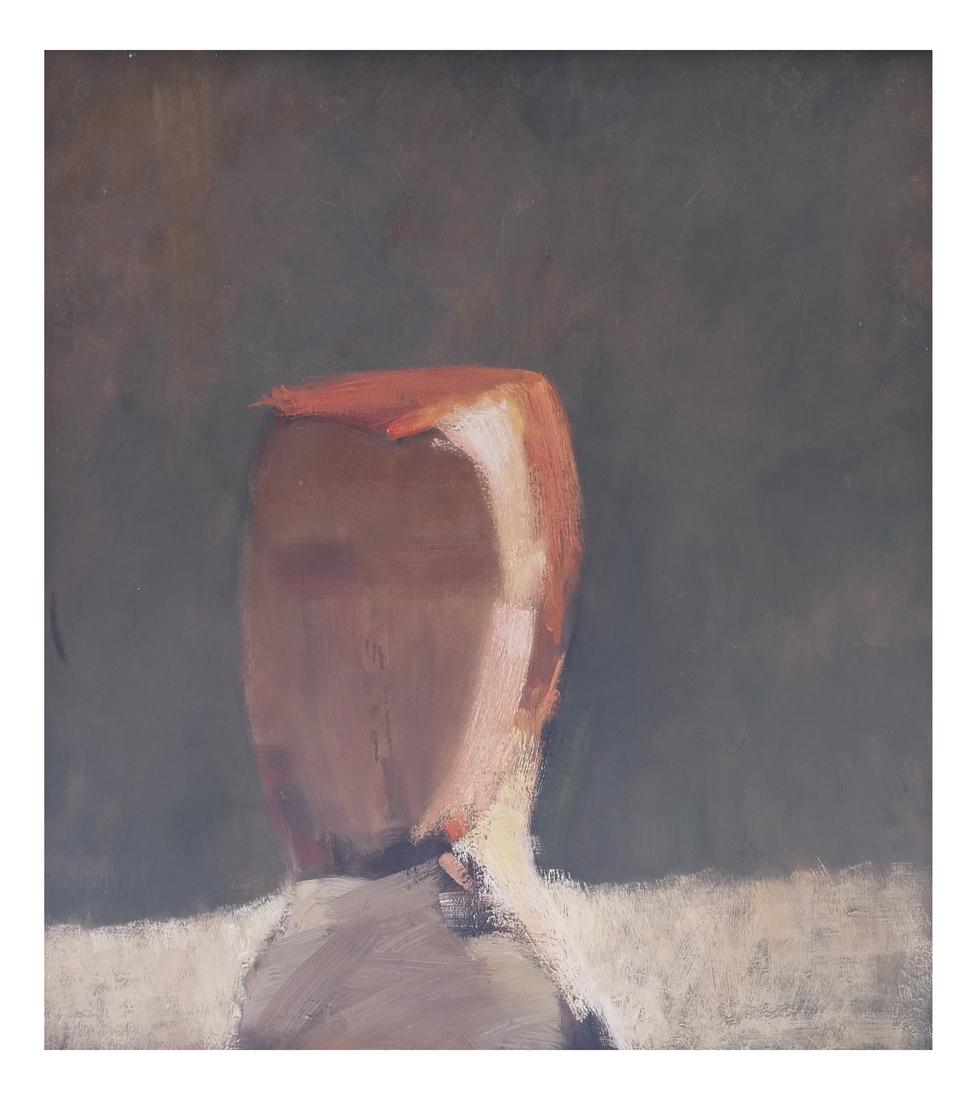 Abstract Figural Bust - Oil on Canvas: Depicts a male figure, apparently unsigned. [Art: 40" x 36 3/4"; Frame: 40 3/4" x 38"]. Lighting soiling. 75