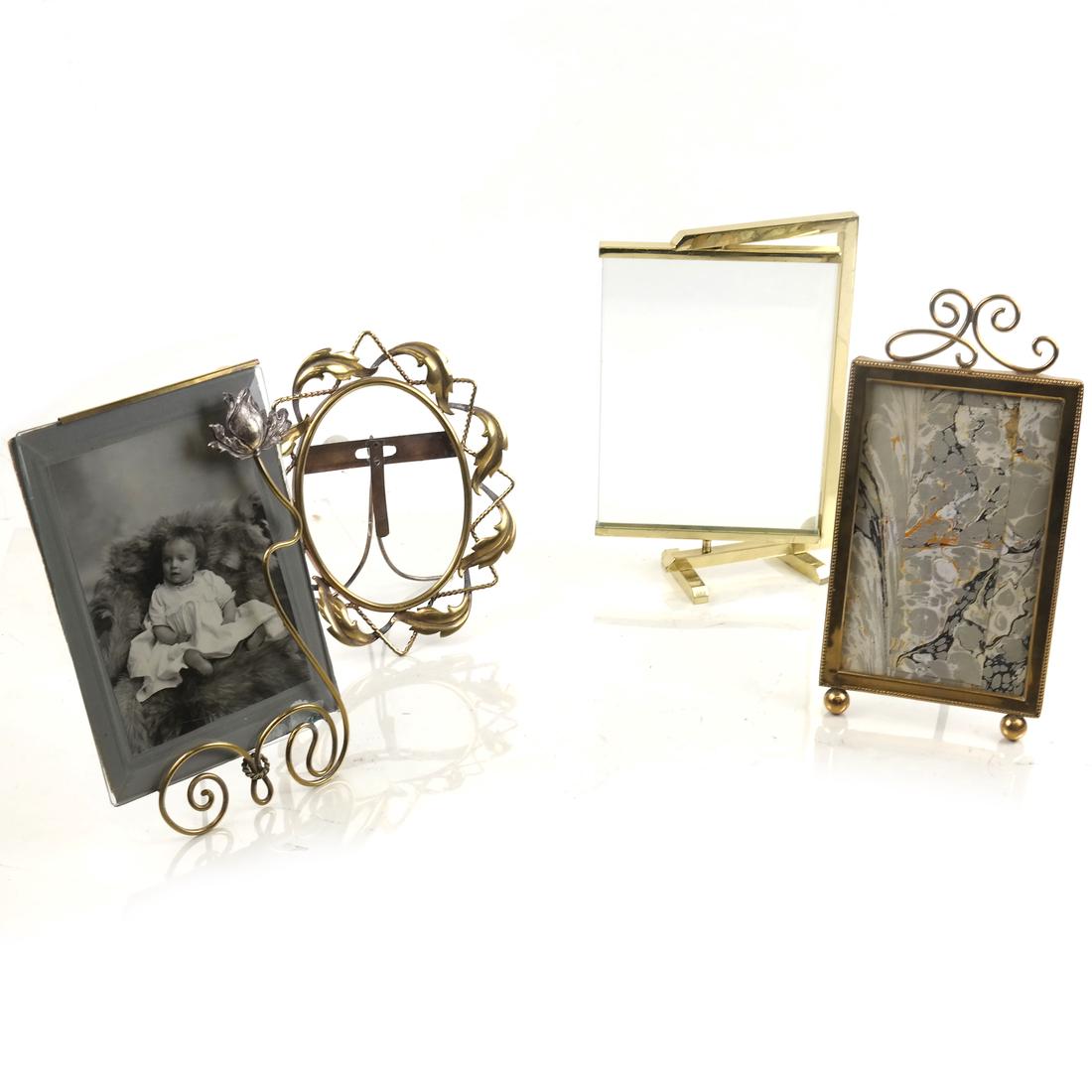 Four Gilt Metal Picture Frames: Four gilt metal picture frames. Conditions vary.