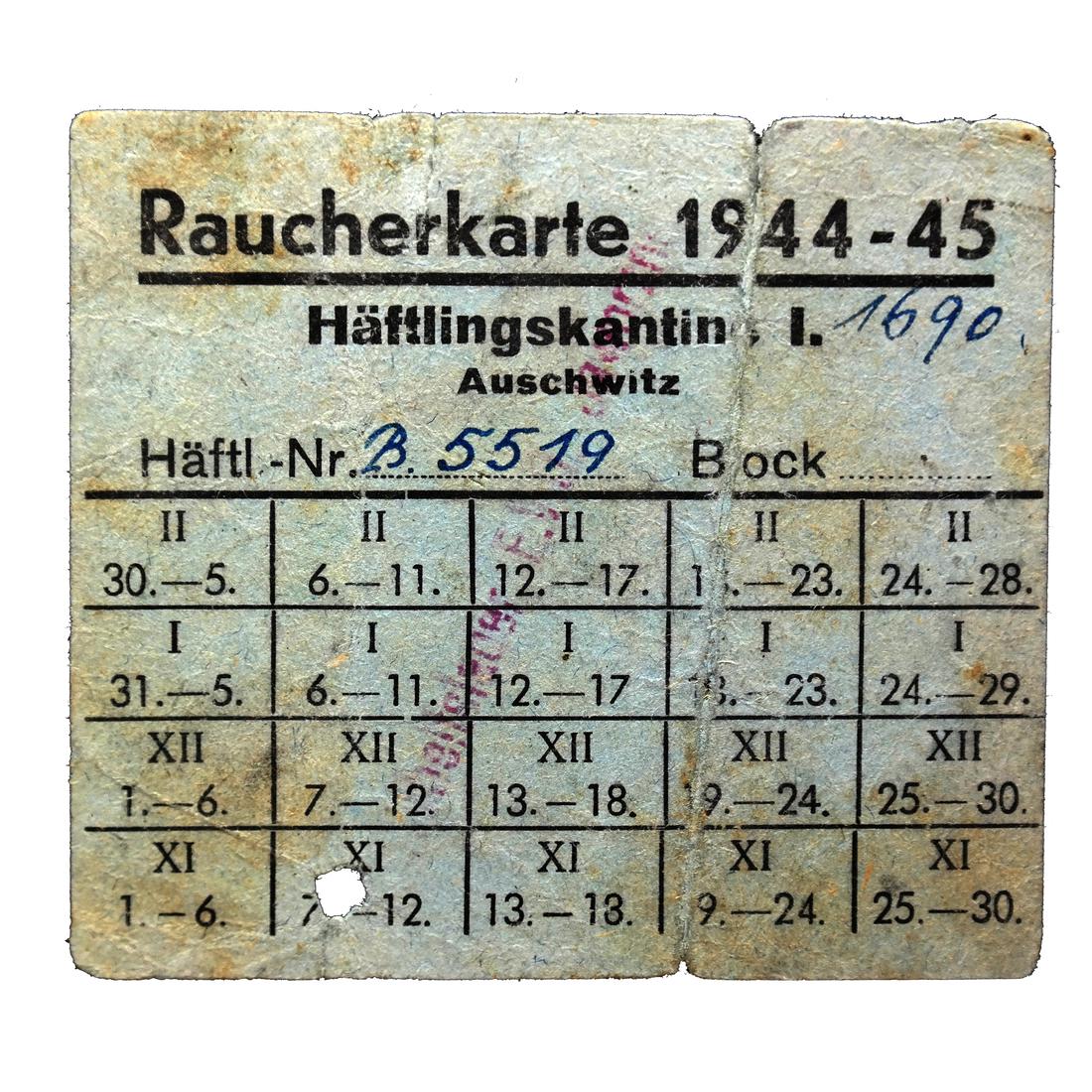 AUSCHWITZ CONCENTRATION CAMP CIGARETTE CANTEEN COUPON (1 of 4)