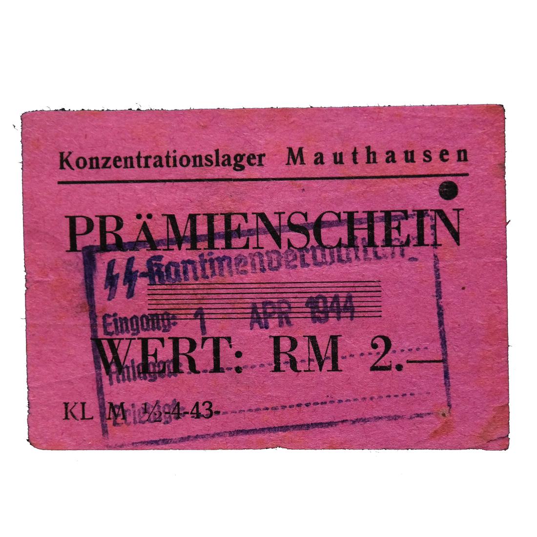 MAUTHAUSEN CONCENTRATION CAMP 2RM COUPON/NOTE (1 of 7)