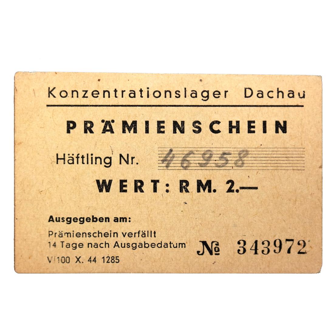 DACHAU CONCENTRATION CAMP 2RM COUPON/NOTE (1 of 5)