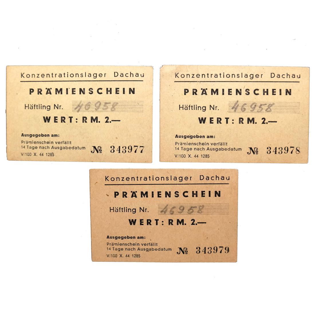 DACHAU CONCENTRATION CAMP 2RM COUPONS/NOTES (1 of 6)