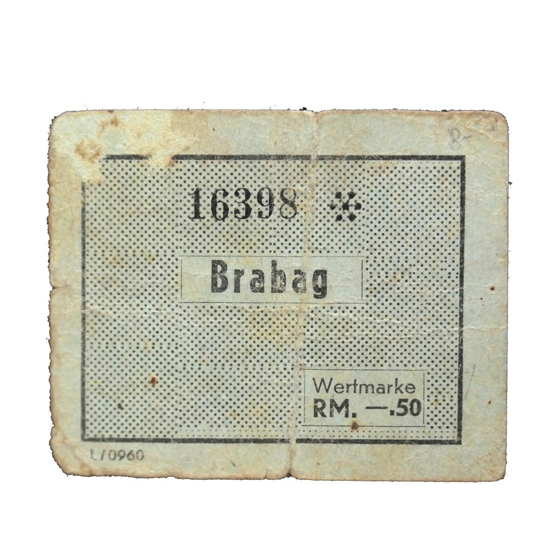 BRABAG - BUCHENWALD CONCENTRATION CAMP 50PF COUPON/NOTE (1 of 4)