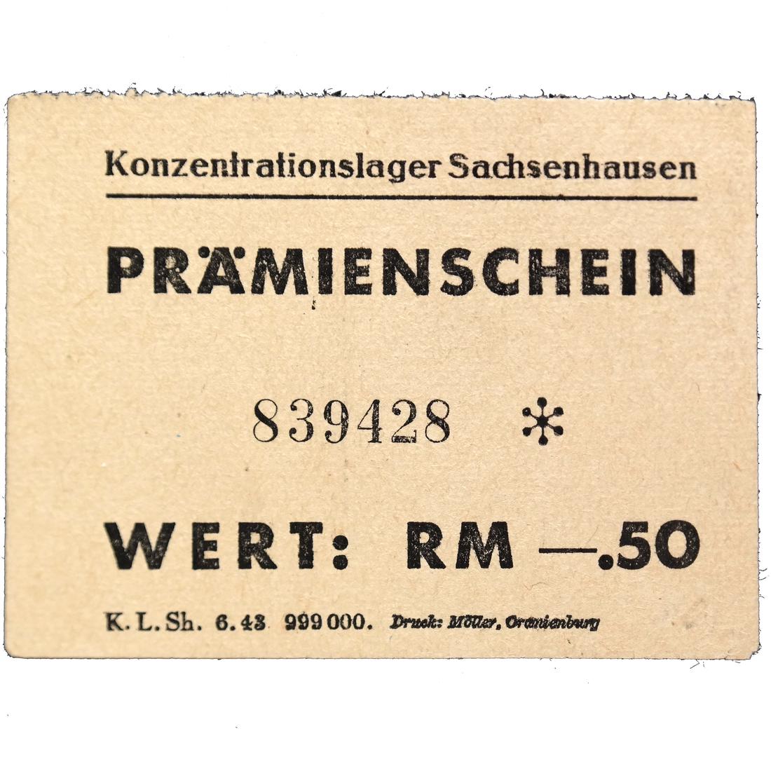 SACHSENHAUSEN CONCENTRATION CAMP 50PF COUPON/NOTE (1 of 4)