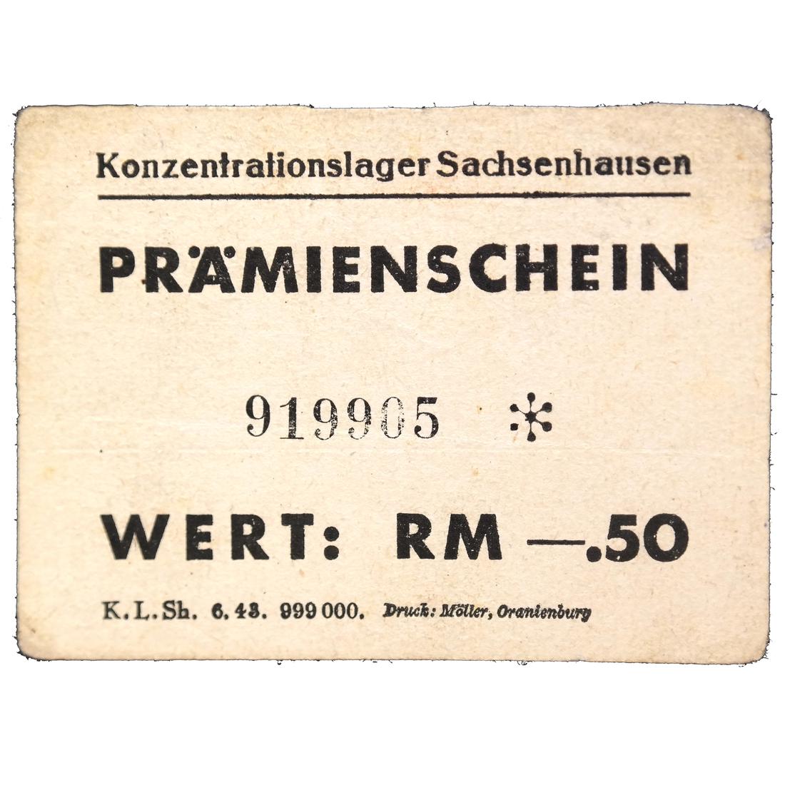 SACHSENHAUSEN CONCENTRATION CAMP 50PF COUPON/NOTE (1 of 4)