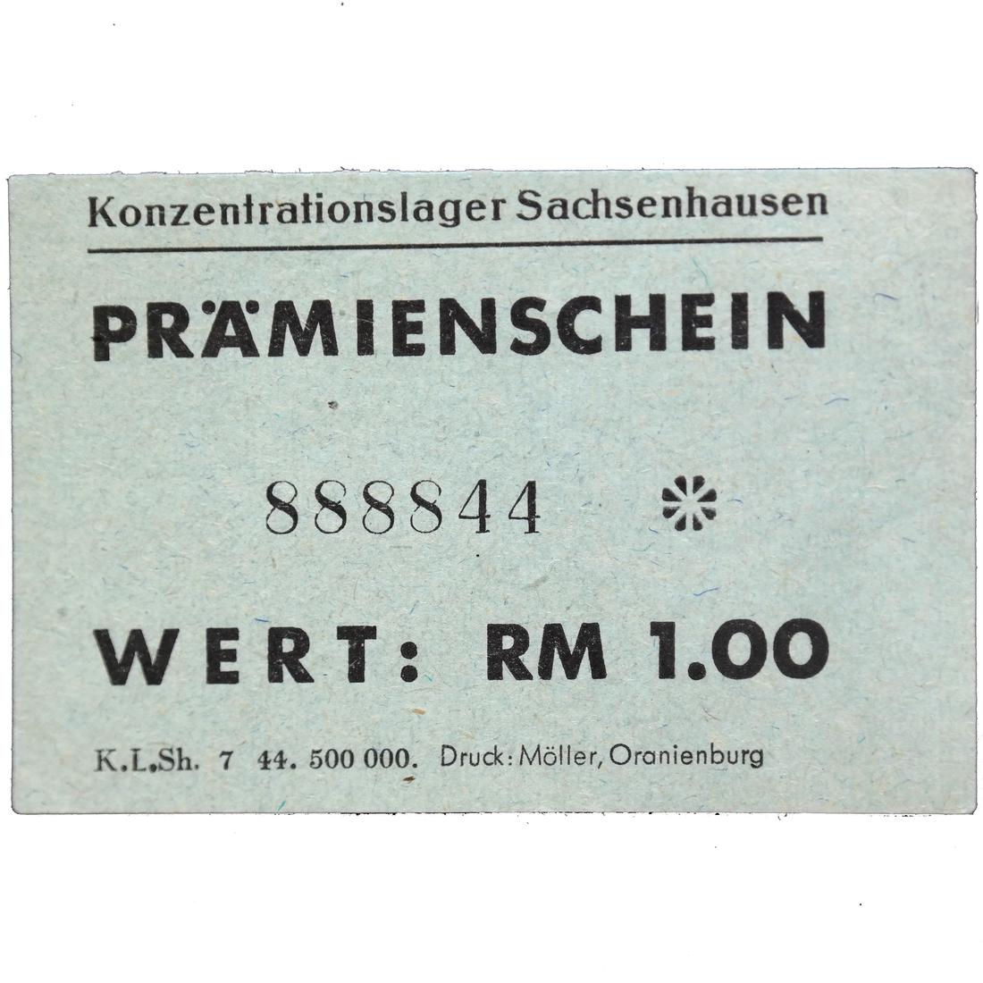 SACHSENHAUSEN CONCENTRATION CAMP 1RM COUPON/NOTE (1 of 4)