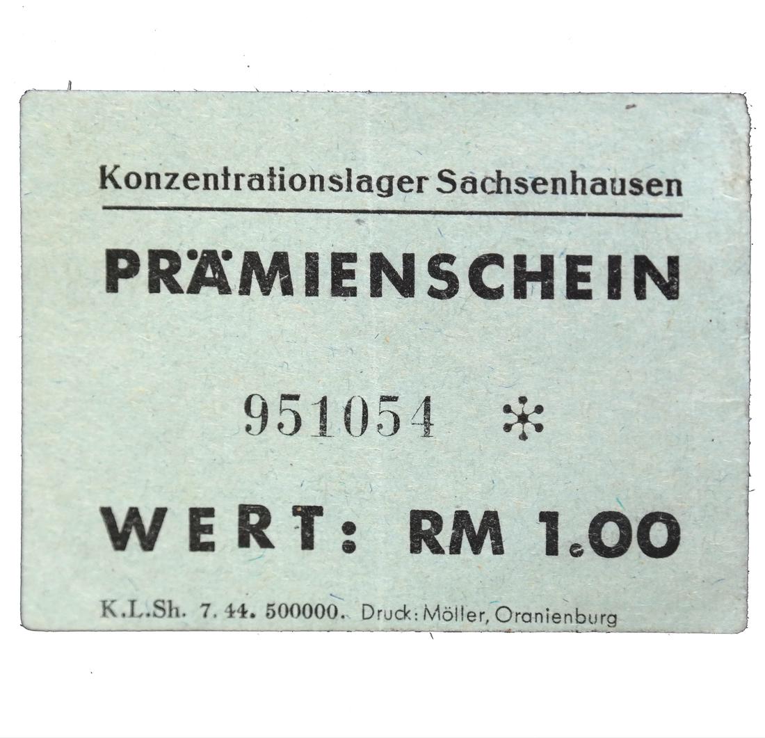 SACHSENHAUSEN CONCENTRATION CAMP 1RM COUPON/NOTE (1 of 4)