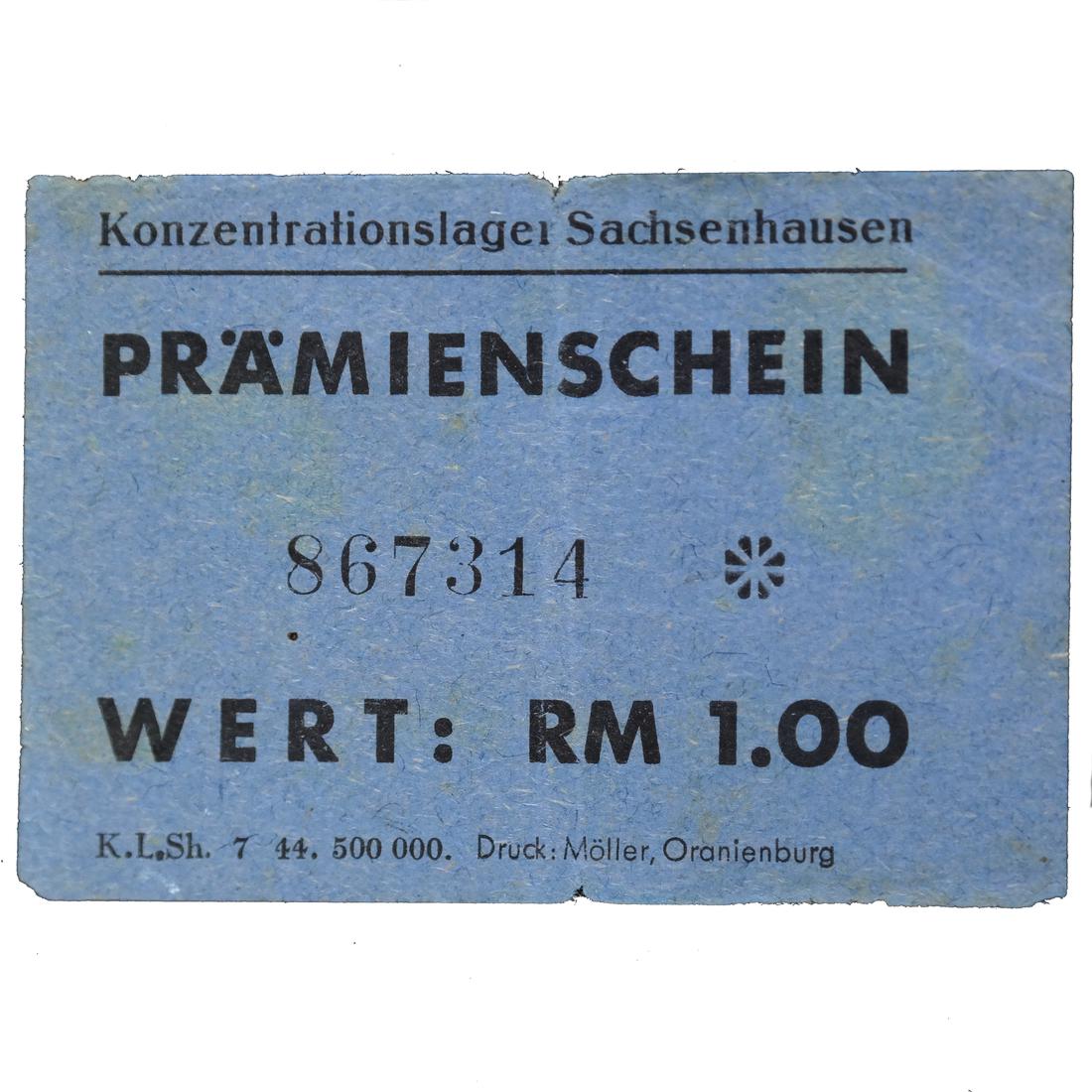 SACHSENHAUSEN CONCENTRATION CAMP 1RM COUPON/NOTE (1 of 4)