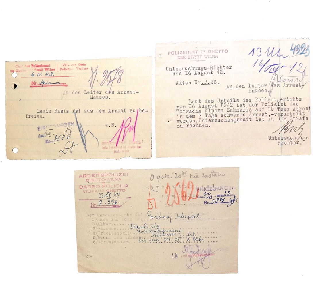 VILNIUS LITHUANIA JEWISH GHETTO POLICE ARREST WARRANTS (1 of 11)