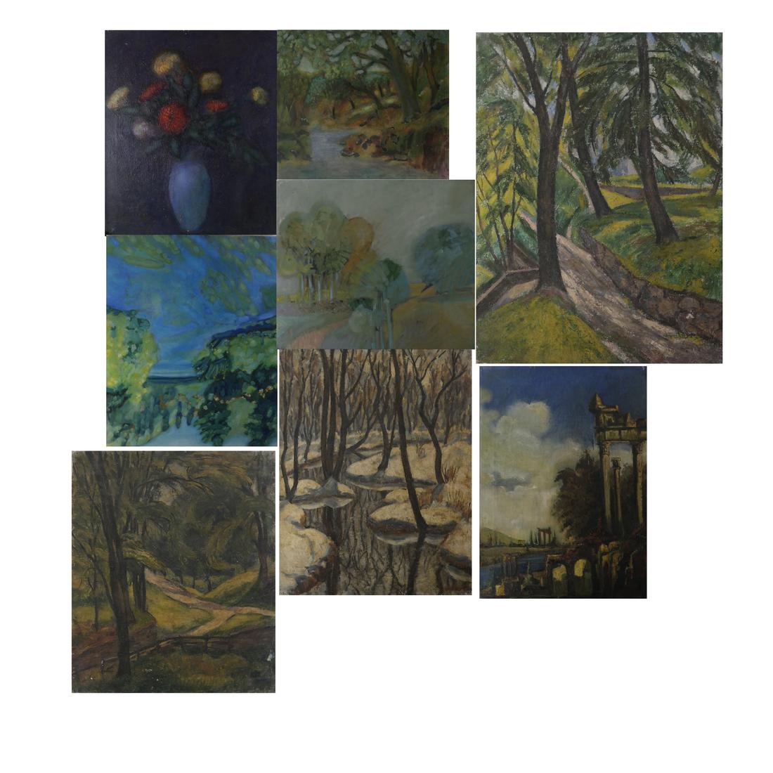 Boxed Lot of Unframed Works on Canvas (1 of 9)