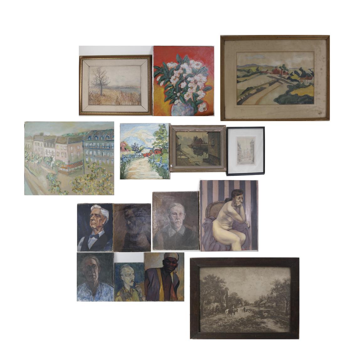 Boxed Lot Of Unframed Works on Canvas (1 of 9)