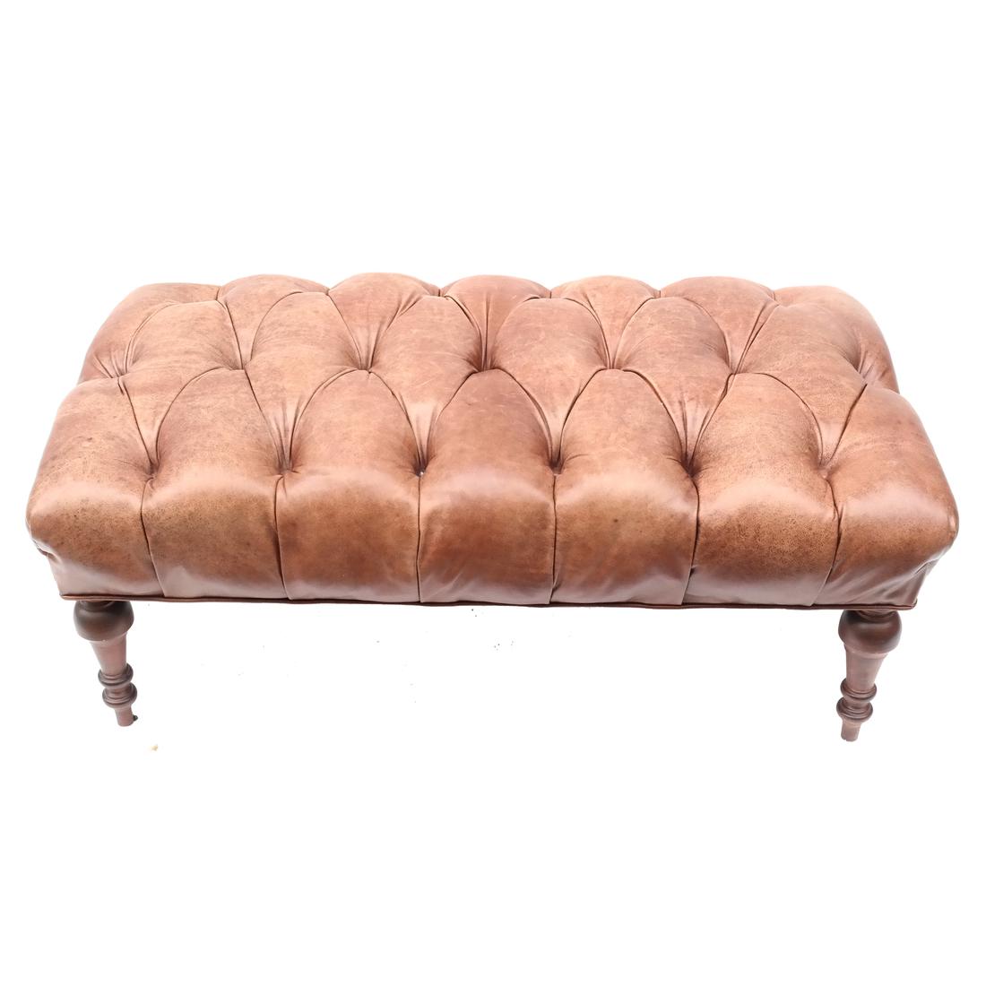 William IV-Style Tufted Leather Ottoman (1 of 7)