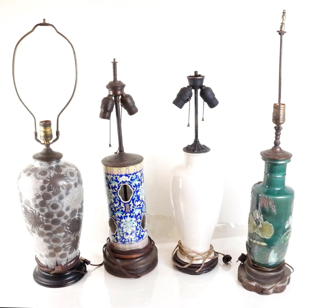 Four Various Asian-Style Porcelain Lamps (1 of 10)