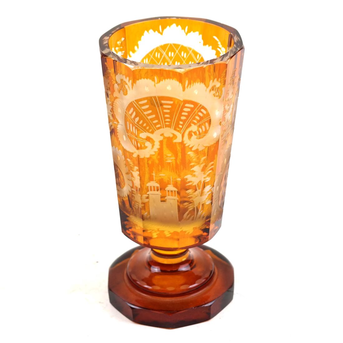 Bohemian Etched Glass Goblet (1 of 8)