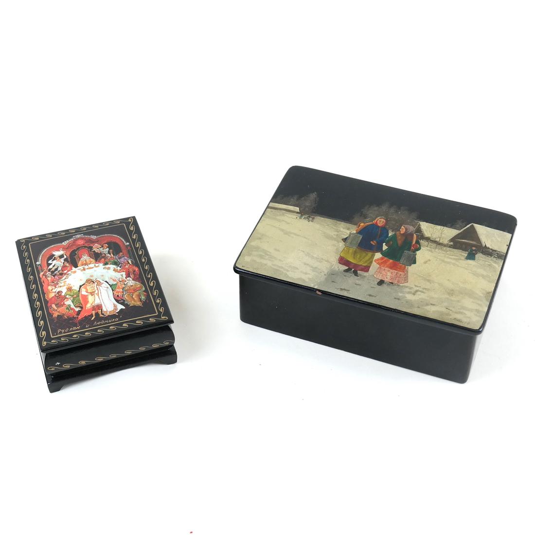 Two Russian Lacquer Boxes (1 of 7)