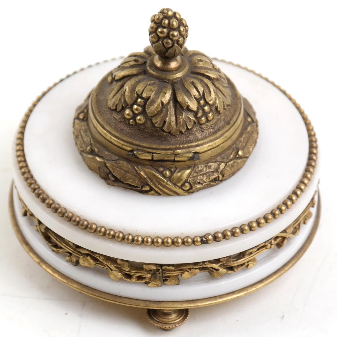 French Bronze and Marble Inkwell (1 of 5)