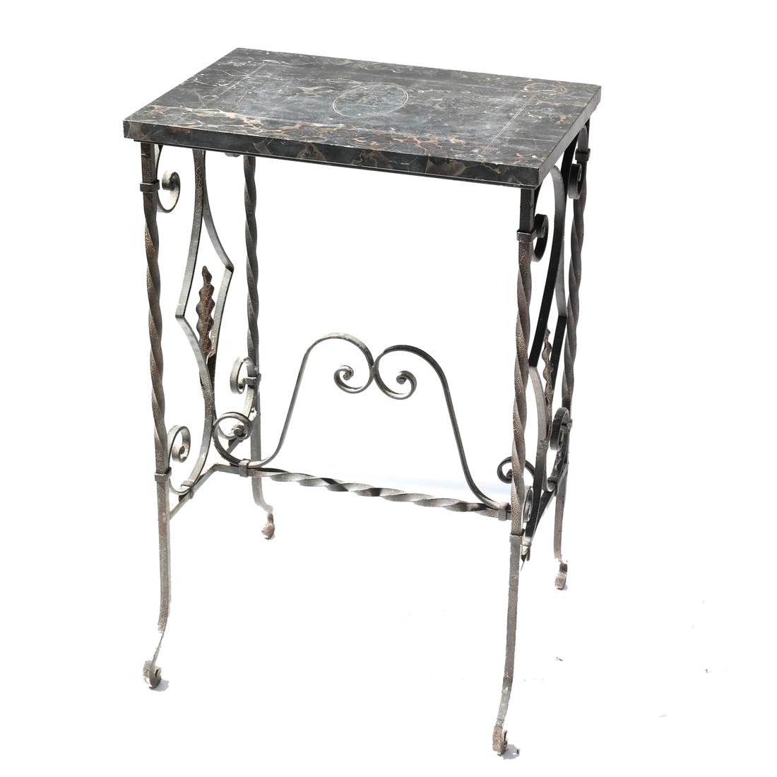 Antique Italian Iron Marble Top Table (1 of 5)