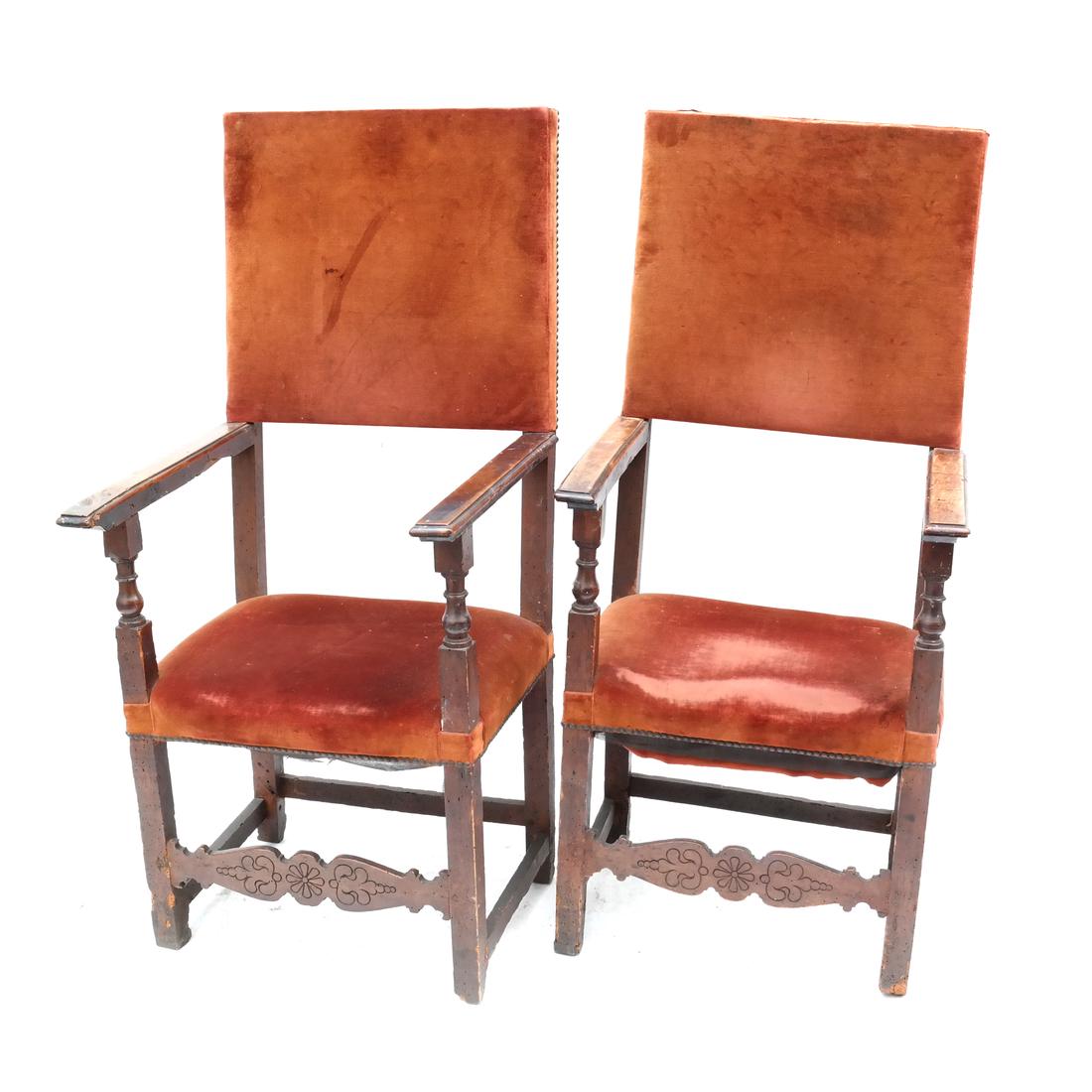 Pair 17th -18th Century Antique Continental Armchairs (1 of 7)