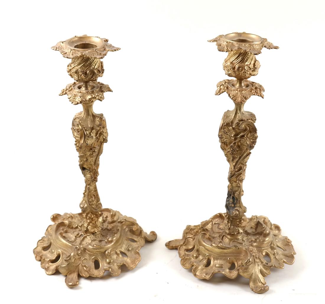 Pair of French Bronze Candlesticks (1 of 7)