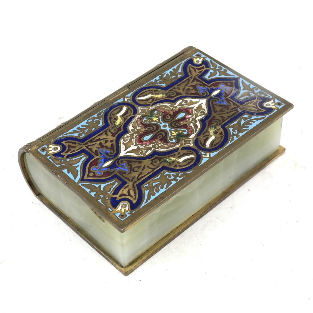French Champleve Enamel & Onyx Book-Form Standish (1 of 7)