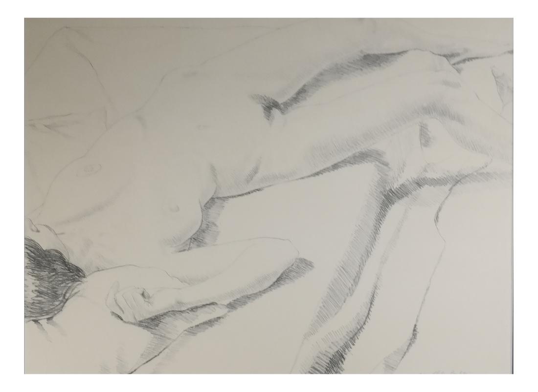 Philip Pearlstein, Female Nude - Etching: Philip Pearlstein, etching depicting female nude. Signed lower left, edition number blocked by matte, 19/??? Dimensions: 0.00 " ; 0.00 " ; Art: 1